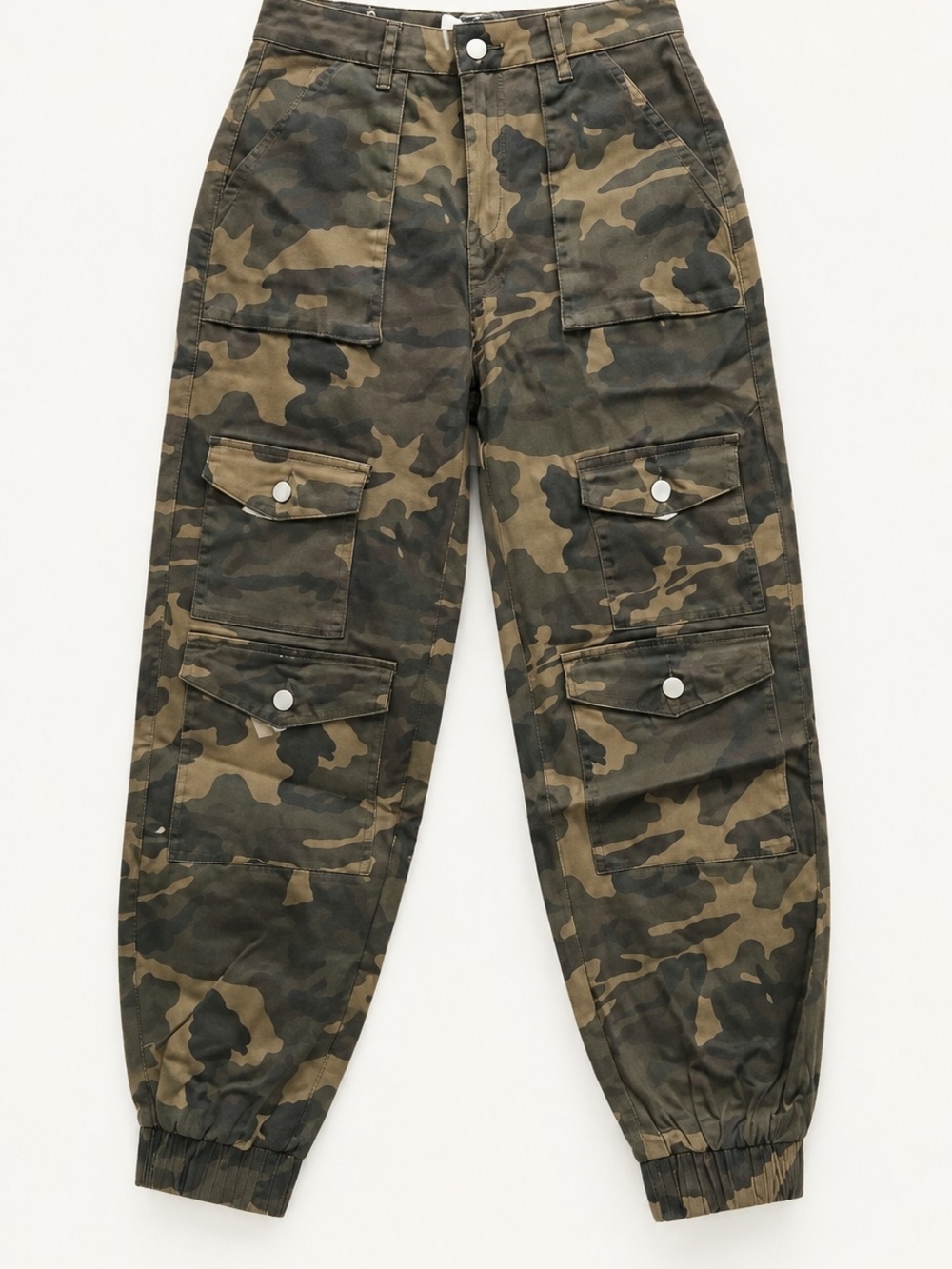 American Bazi Women's High Waist Camo Cargo Utility Jogger Pants